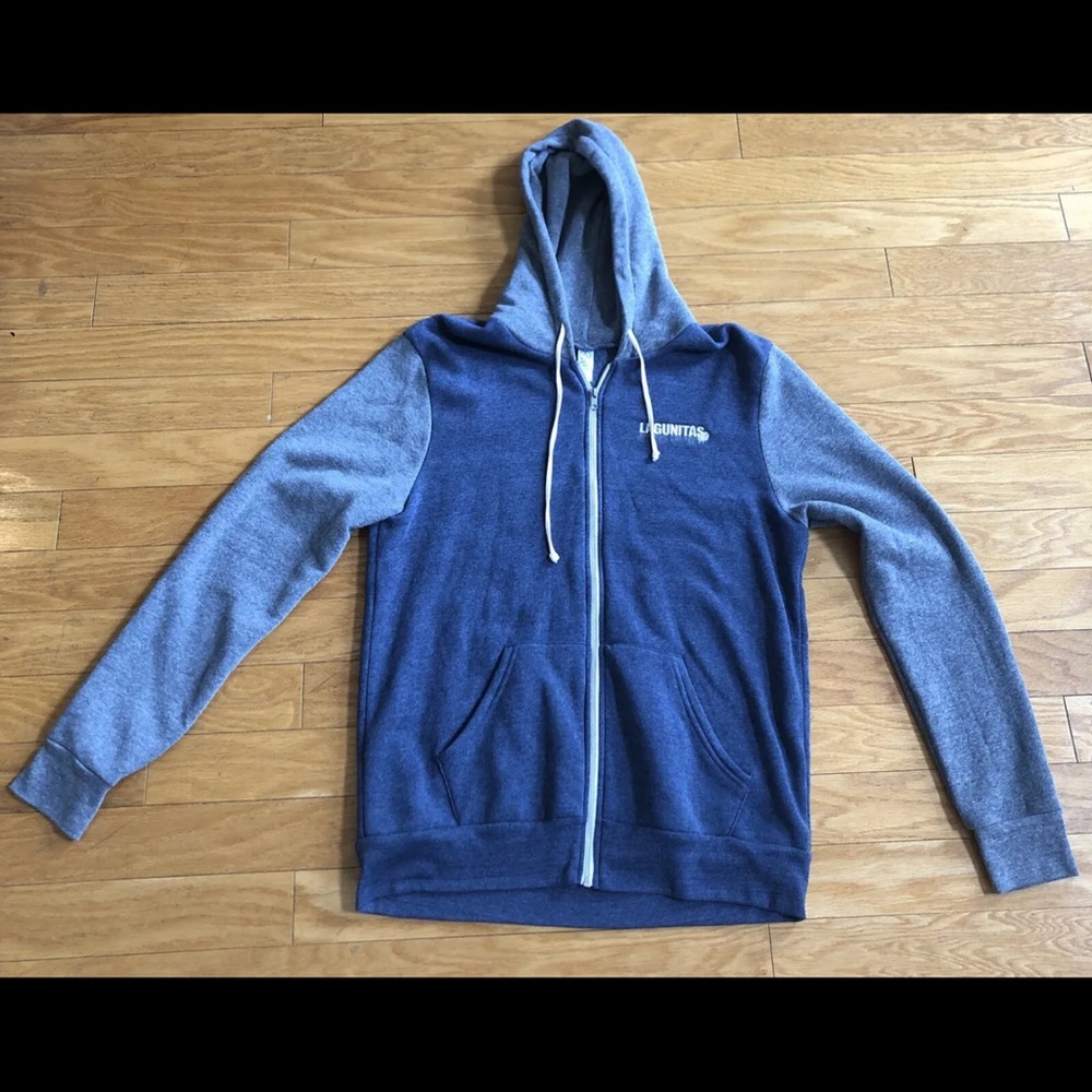 Lagunitas Brewing Beer Zip Blue Gray Hoodie Size Extra Large XL